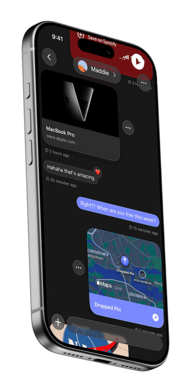 A HeyU chat on an iPhone