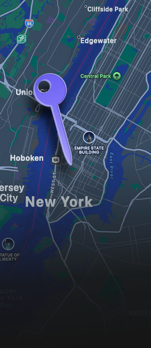 Choosing a search location on the map